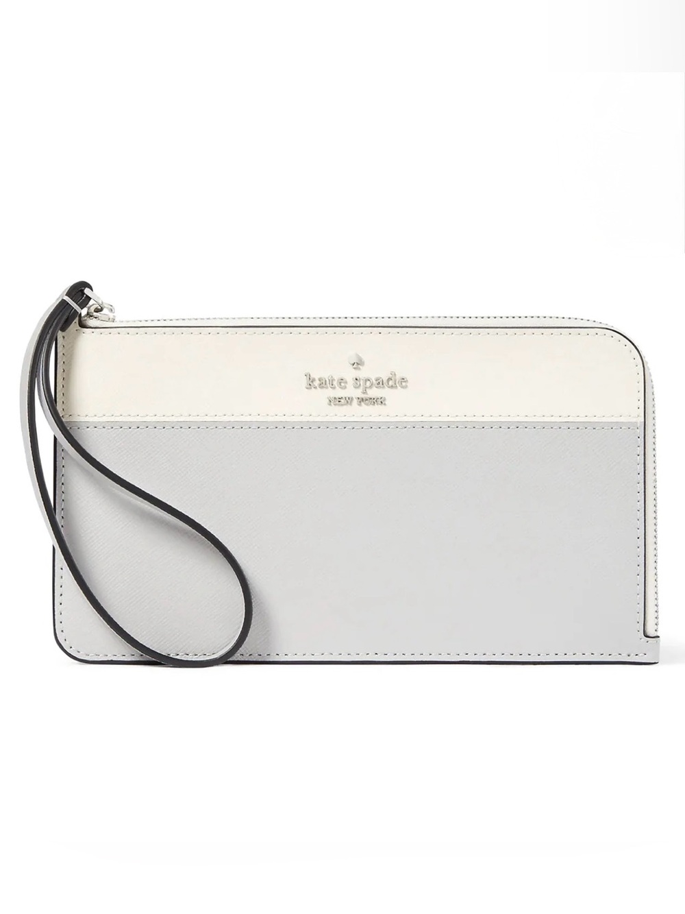 Kate Spade Lucy Bicolor Medium L Zip Wristlet - NWT - Color Platinum Grey Multi